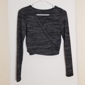 Dynamite Long Sleeve Crop Top V Line Style
